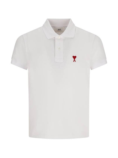 Heart Logo Polo Shirt White - AMI - BALAAN 2