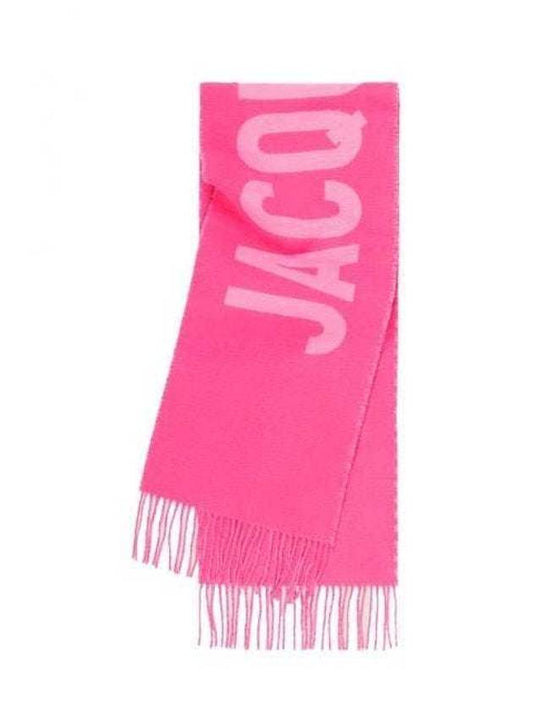 L'Echarpe Fringe Logo Virgin Wool Muffler Pink - JACQUEMUS - BALAAN 1