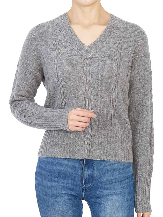 V-Neck Twisted Knit Top Grey - MAX MARA - BALAAN 8