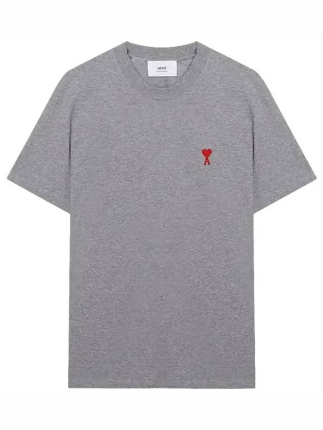 Chain stitch heart logo loopback organic cotton short sleeve tee - AMI - BALAAN 1