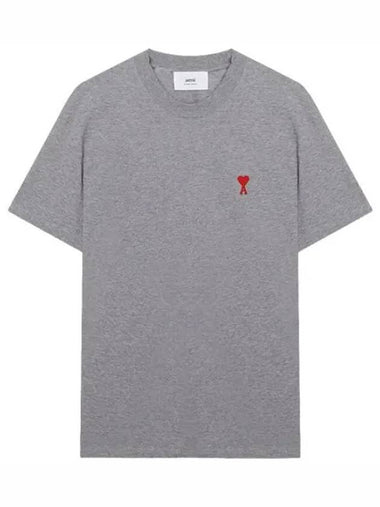 Chain stitch heart logo loopback organic cotton short sleeve tee - AMI - BALAAN 1