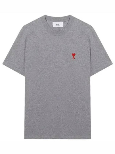 Small Heart Logo Short Sleeve T-Shirt Heather Grey - AMI - BALAAN 2