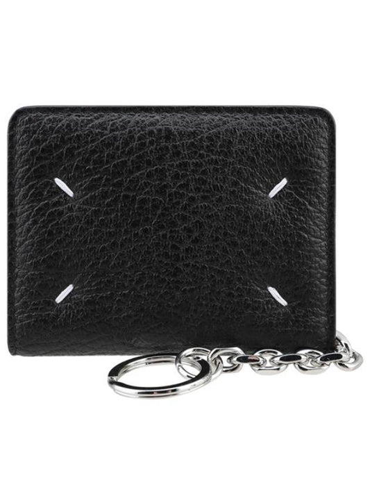 Stitch Keyring Leather Card Wallet Black - MAISON MARGIELA - BALAAN 1