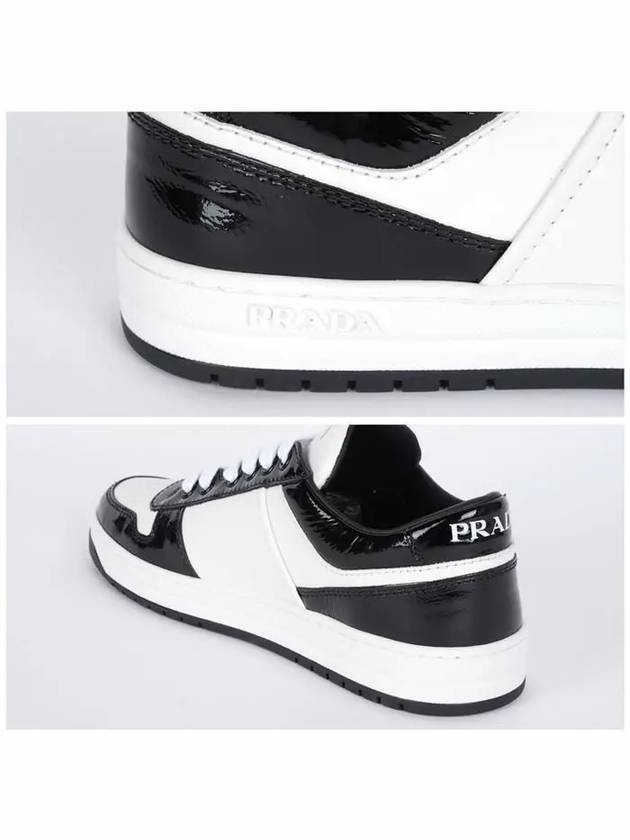 Downtown Leather Low Top Sneakers Black White - PRADA - BALAAN 7