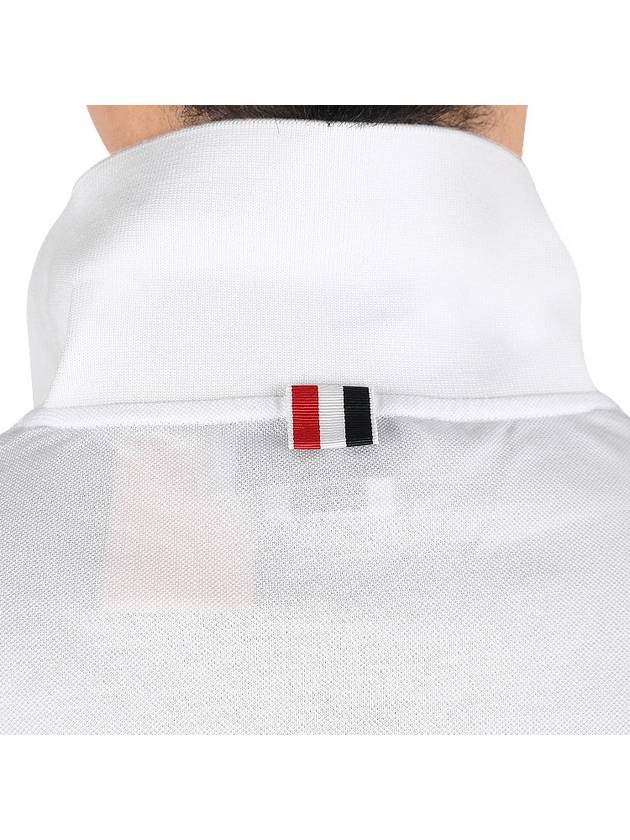 Men's Three Stripes Pocket Mercerized Short Sleeve Polo Shirt White - THOM BROWNE - BALAAN 9