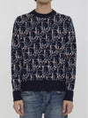 Oblique Jacquard Wool Knit Top Navy - DIOR - BALAAN 1