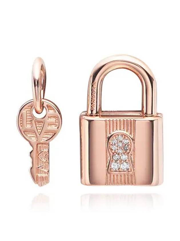 Women's Padlock Key Dangle Bracelet Charm Rose Gold - PANDORA - BALAAN 6