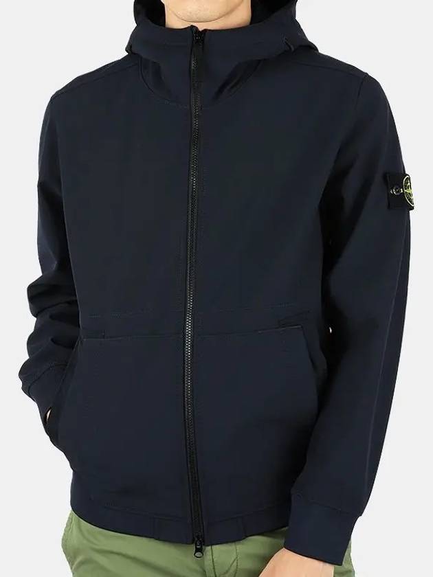 Men's Wappen Patch Softshell Zip Up Hoodie Navy - STONE ISLAND - BALAAN 3