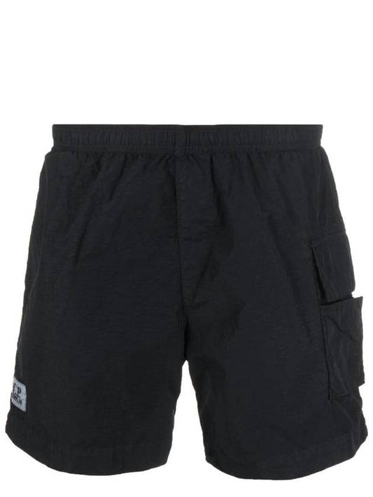 Logo Patch Pocket Swim Shorts Black - CP COMPANY - BALAAN 1