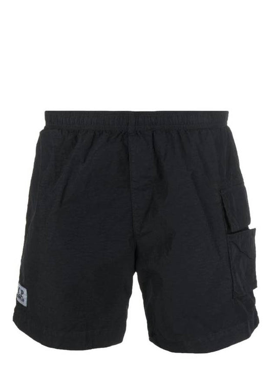 Logo Patch Pocket Swim Shorts Black - CP COMPANY - BALAAN 1