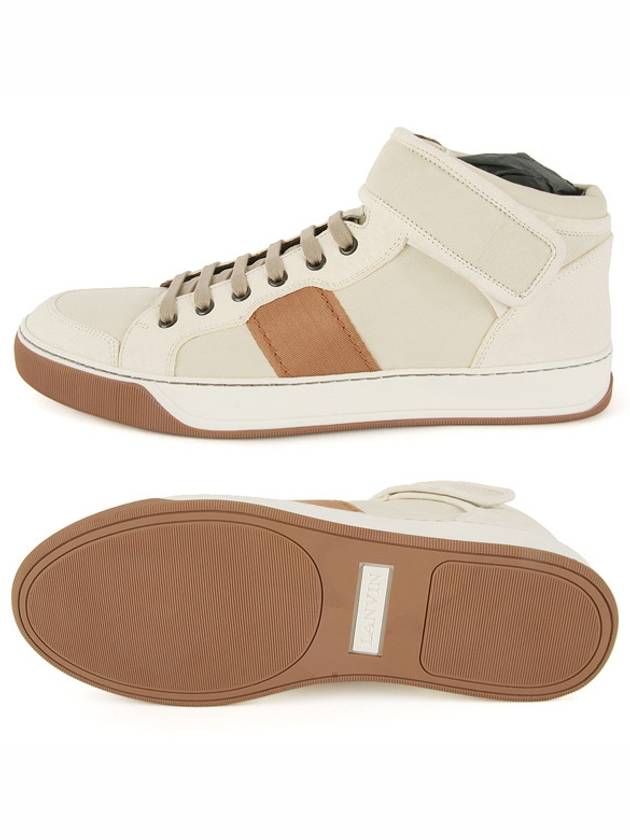 Leather High Top Sneakers Cream - LANVIN - BALAAN 8