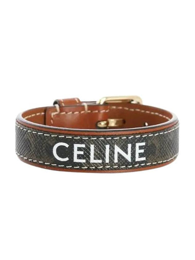 Triomphe Canvas Leather Bracelet Gold Tan - CELINE - BALAAN 1