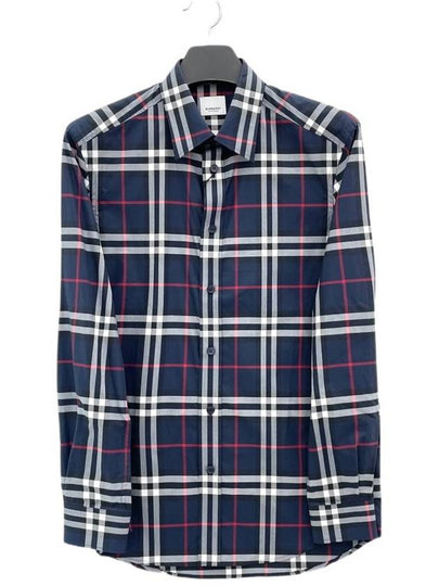 Men's Vintage Check Long Sleeve Shirt Navy - BURBERRY - BALAAN 2