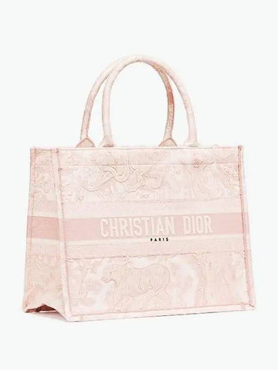 Toile De Jouy Embroidery Medium Book Tote Bag Pink - DIOR - BALAAN 2