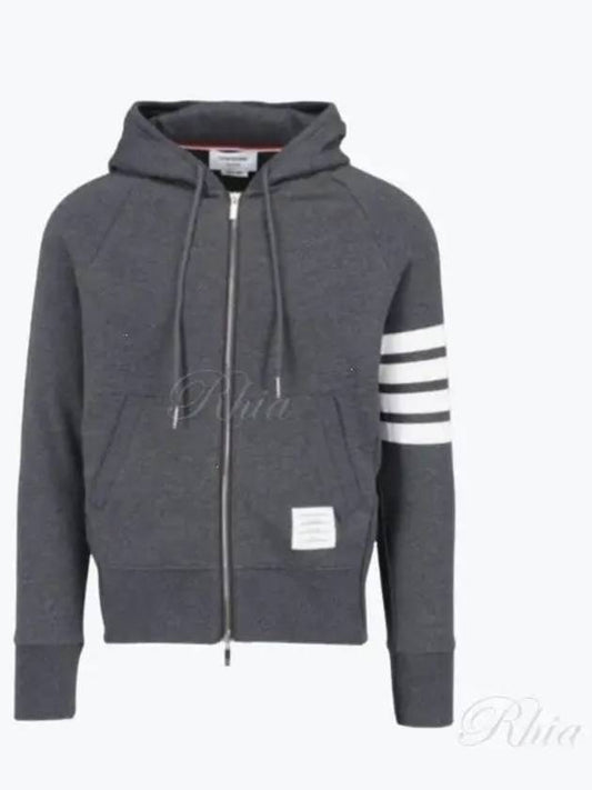 Engineered 4 Bar Diagonal Zip Up Hoodie Dark Grey - THOM BROWNE - BALAAN 2