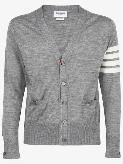 Men's Sustainable Classic Diagonal Wool Cardigan Pale Grey - THOM BROWNE - BALAAN 2