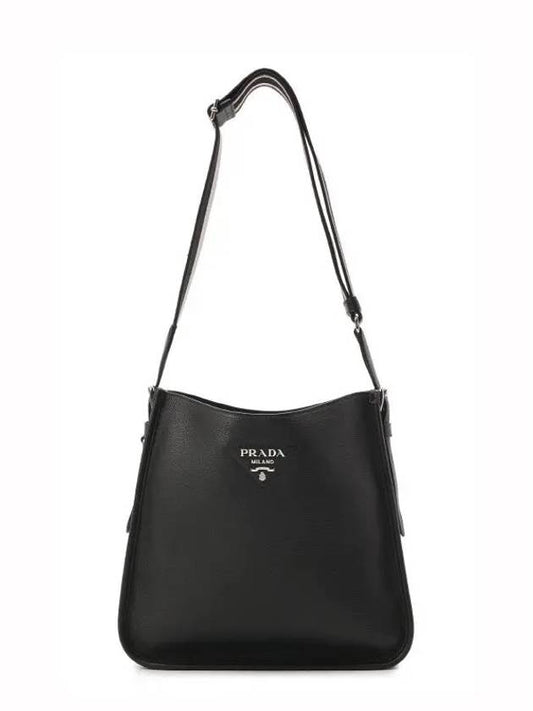 Leather Hobo Crossbody Bag Black - PRADA - BALAAN 2