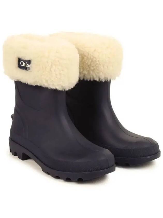 Kids Logo Fur Winter Boots Navy - CHLOE - BALAAN 3