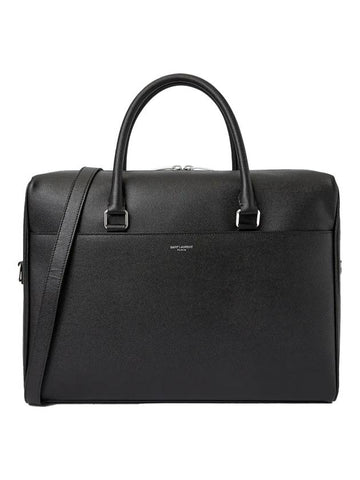 Logo Leather Brief Case Black - SAINT LAURENT - BALAAN 1