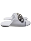 Women's Silver BB Logo Slippers White - BALENCIAGA - BALAAN.