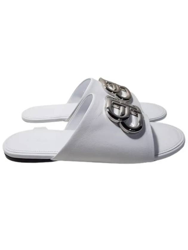 Silver BB Logo Slippers White - BALENCIAGA - BALAAN 2