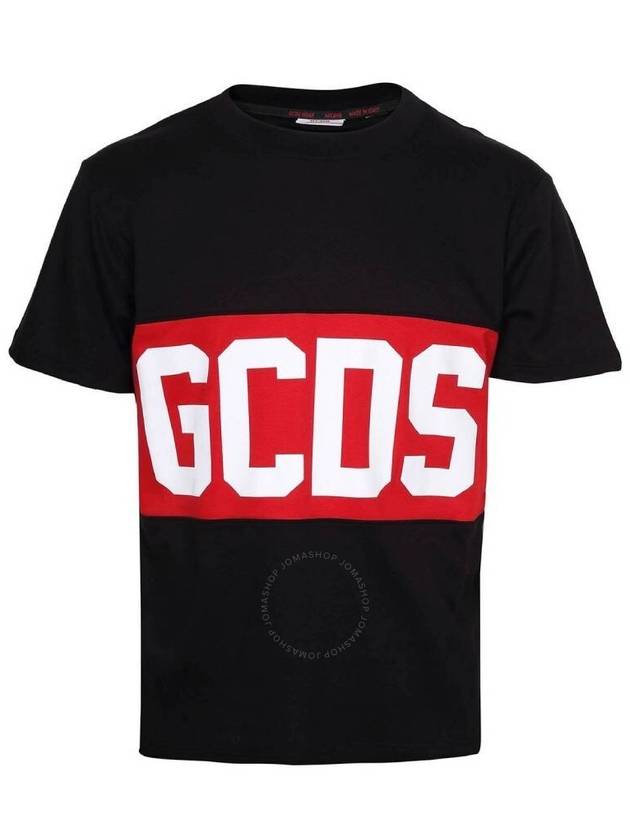 GCDS Black Logo Band Cotton T-Shirt, Size Large - GCDS - BALAAN 1