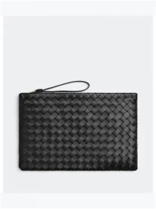 Intrecciato Large Clutch Bag Black - BOTTEGA VENETA - BALAAN 2