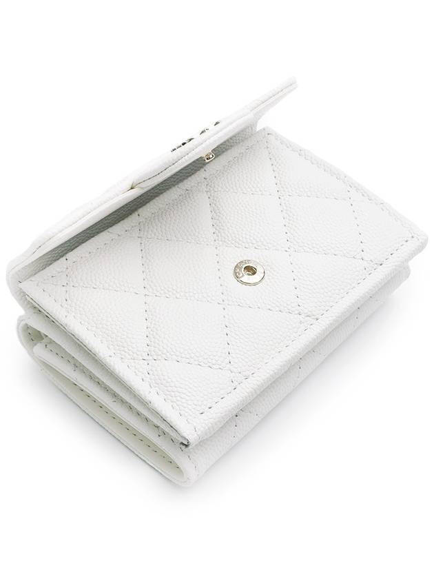 Classic 3 tier bi fold wallet white snap caviar gold plated full set - CHANEL - BALAAN 5