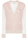 Baby Fox Patch Color Block Cardigan Pink - MAISON KITSUNE - BALAAN 1