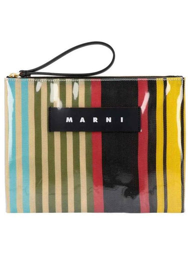 Striped Glossy Grip Clutch Bag - MARNI - BALAAN 1