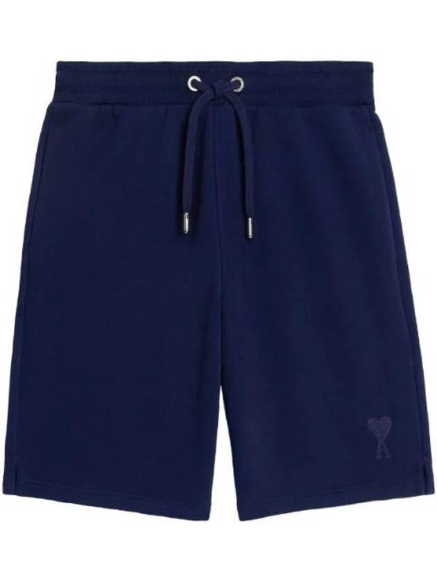 Small Heart Logo Drawstring Shorts Navy - AMI - BALAAN 1