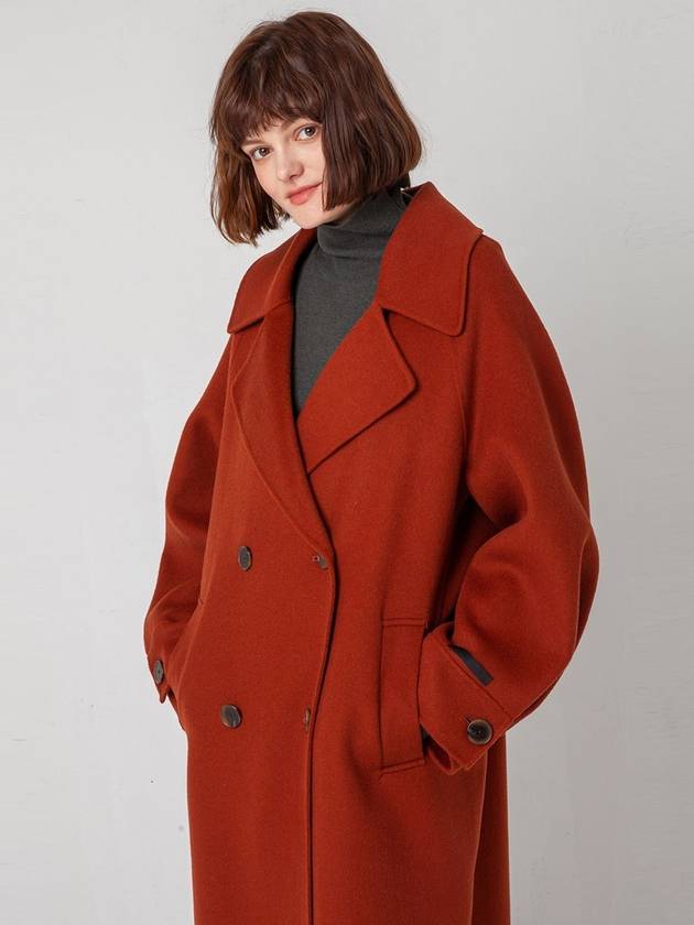 VOLUME SLEEVE WOOL DOUBLE COATBRICK - PAGE STUDIO - BALAAN 5