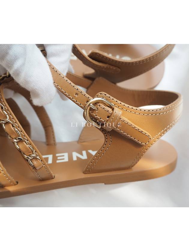 CC Logo Chain Strap Sandals Brown G40077 - CHANEL - BALAAN 5