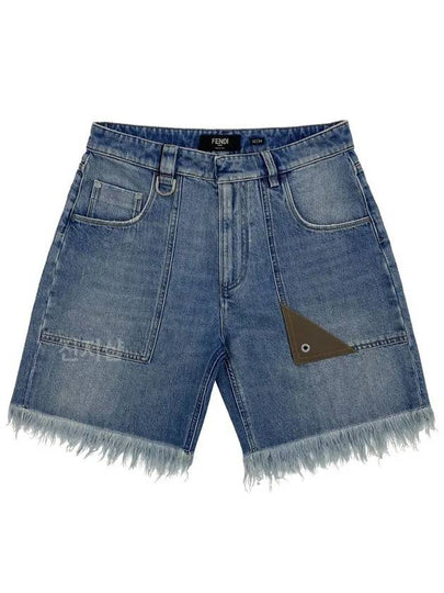 Fringe Denim Shorts Blue - FENDI - BALAAN 2