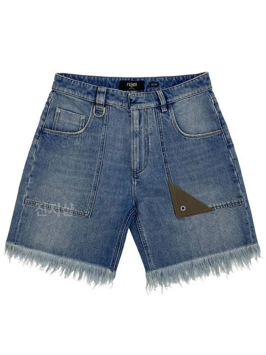 Fringe Denim Shorts Blue - FENDI - BALAAN 2