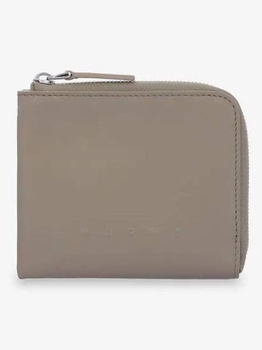 Logo Zip Around Half Wallet Grey - MARNI - BALAAN 1