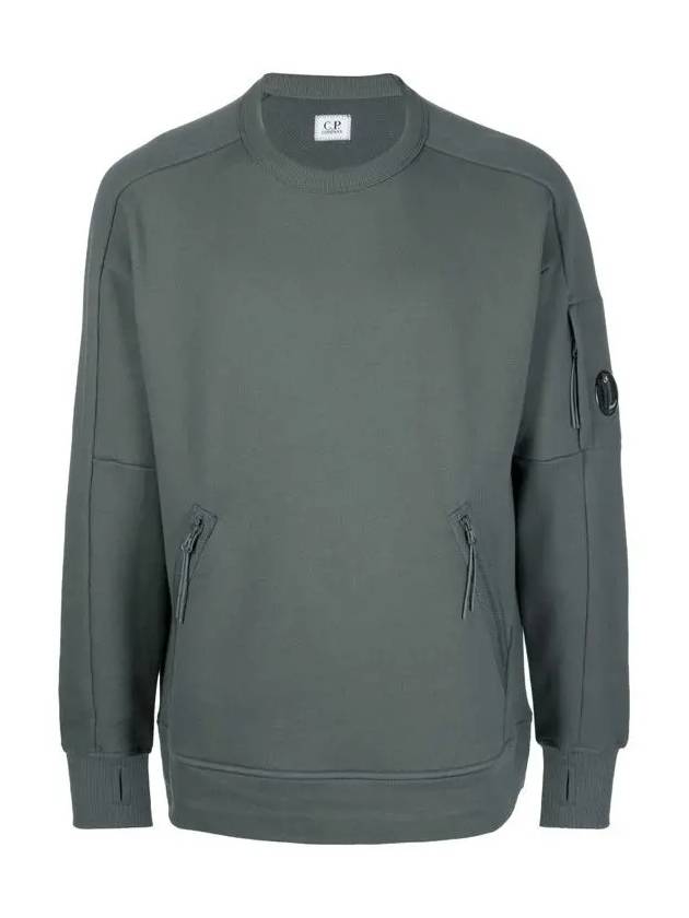 Men's Diagonal Lens Wappen Crew Neck Sweatshirt Grey - CP COMPANY - BALAAN 3