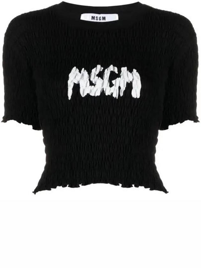 Brushed Logo Embossed Short Sleeve T-Shirt Black - MSGM - BALAAN 2