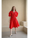 Caisienne Vneck puff sleeve Aline dress_red - CAHIERS - BALAAN 2