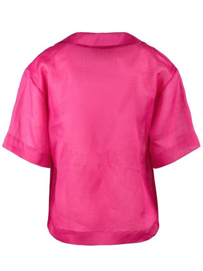 Max Mara Fuchsia Ramié Gauze Shirt - MAX MARA - BALAAN 2