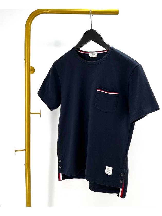 Pocket short sleeve t shirt navy size 2 - THOM BROWNE - BALAAN 3