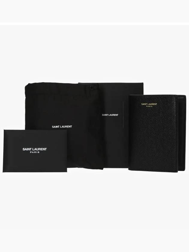 Paris Credit Coated Leather Card Wallet Black - SAINT LAURENT - BALAAN 5