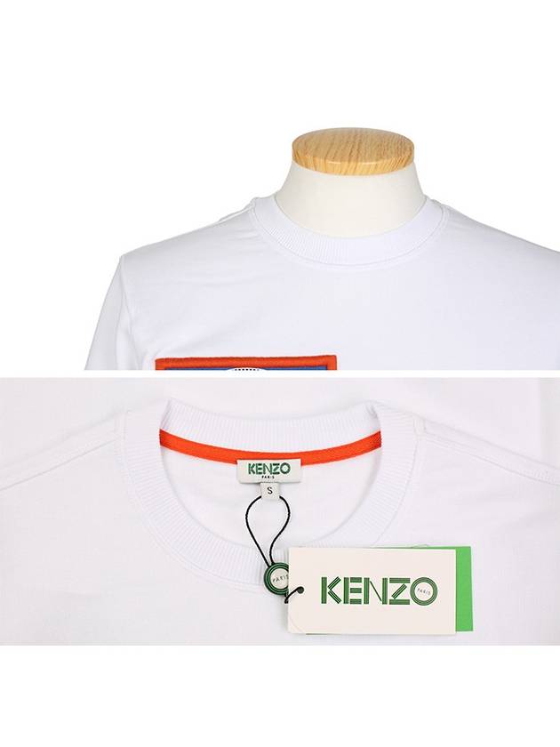 Embroidered Patch Crew Neck Sweatshirt White - KENZO - BALAAN 5