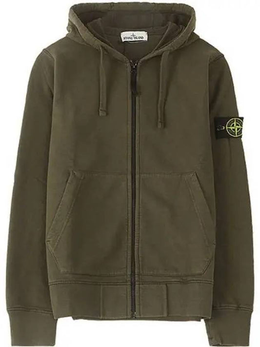 Wappen Logo Zip Up Hoodie Dark Green - STONE ISLAND - BALAAN 2