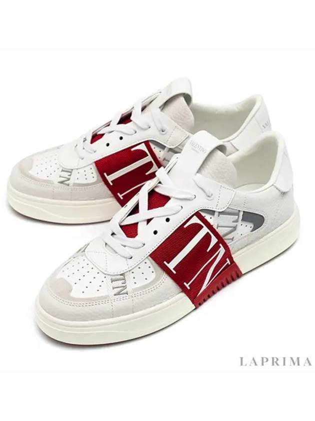 VLTN Band Low Top Sneakers Red White - VALENTINO - BALAAN 4