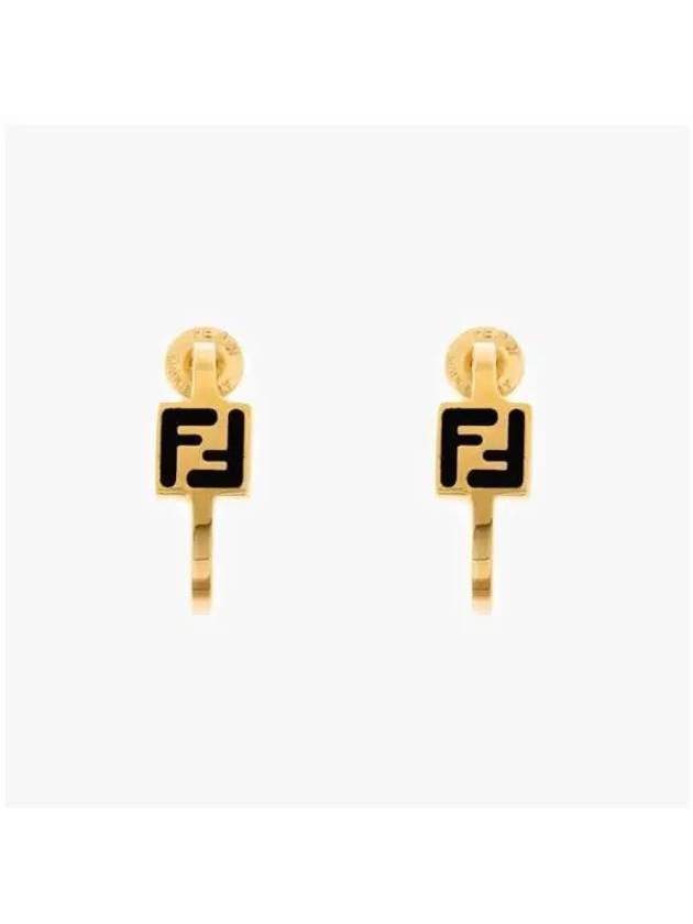 Forever Logo Earrings Gold Black - FENDI - BALAAN 3