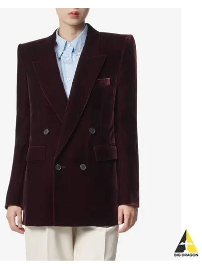 Double Breasted Velvet Jacket Red - SAINT LAURENT - BALAAN 2