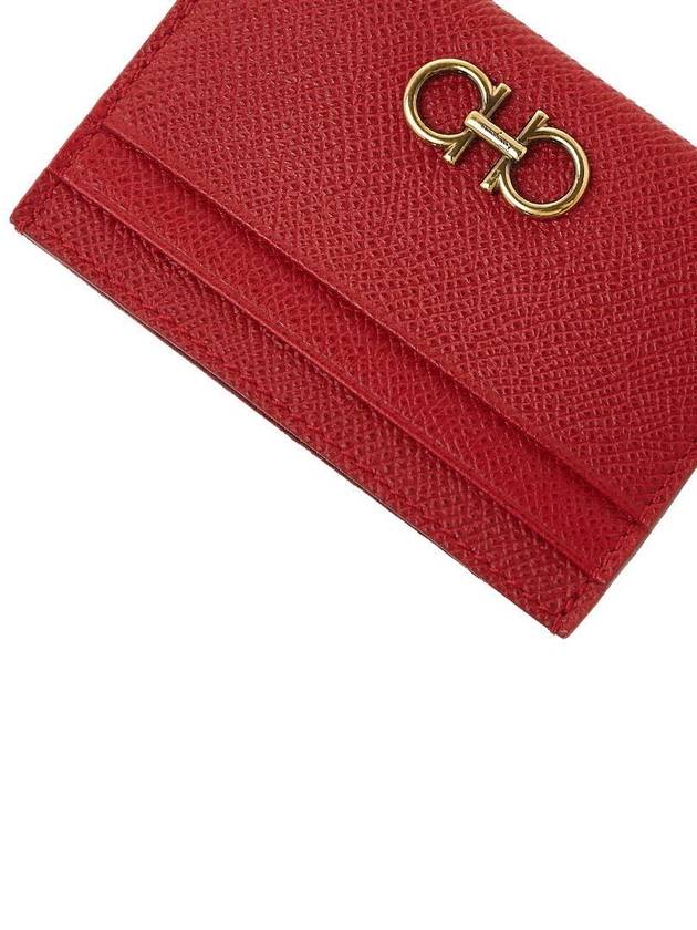 Gancini Card Wallet Lipstick Red - SALVATORE FERRAGAMO - BALAAN 9