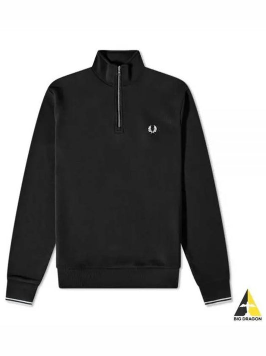 Fred Perry Half Zip Up Sweatshirt Long Sleeve T Shirt Black M3574 - FRED PERRY - BALAAN 1