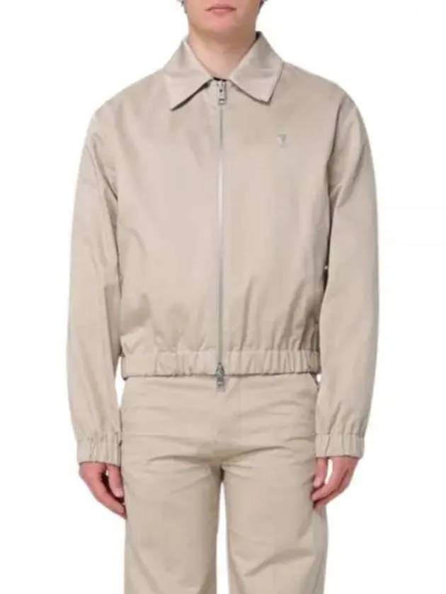 De Coeur Logo Zip-up Jacket Light Beige - AMI - BALAAN 2